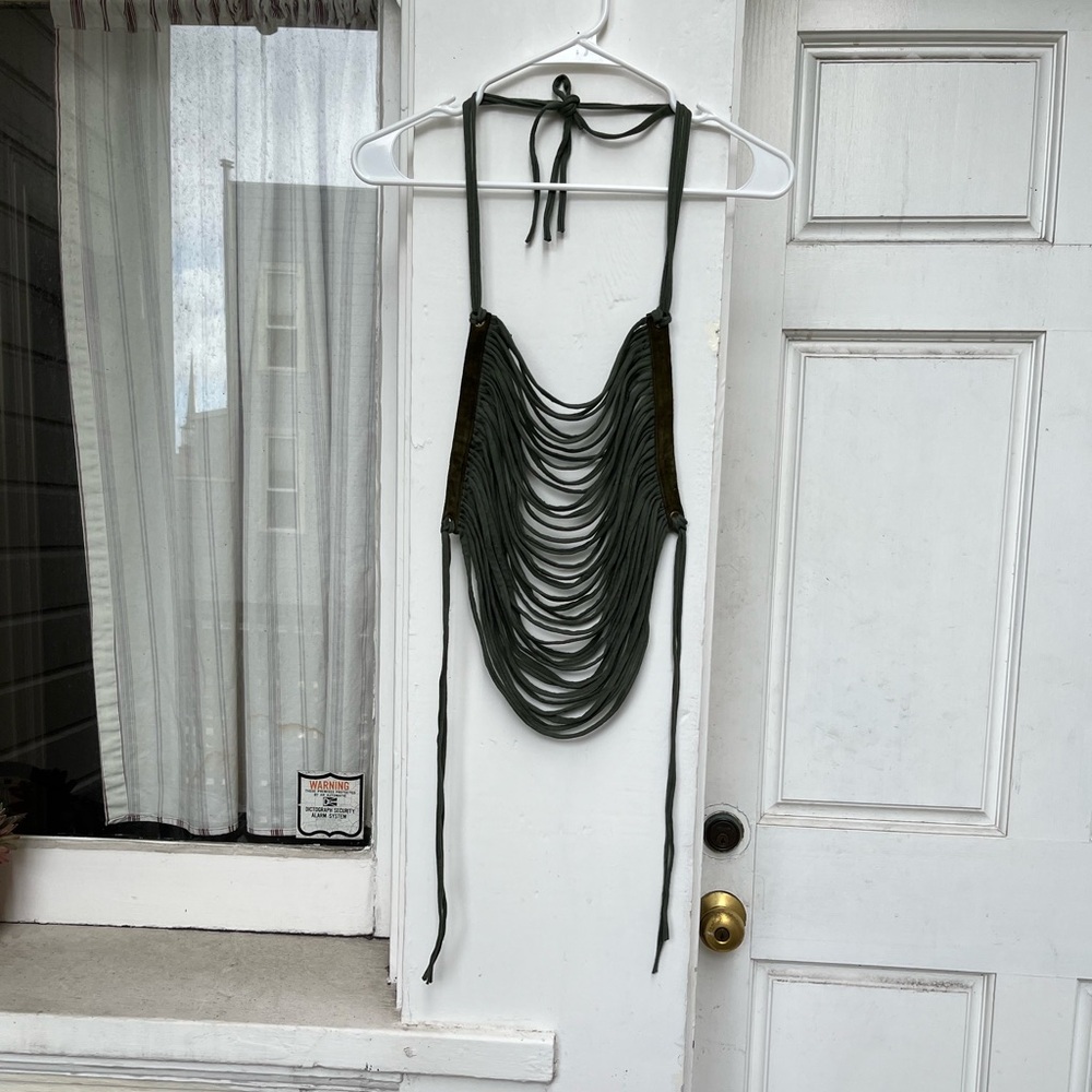 Khaki Festival stringy halter top